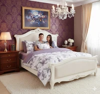 Ensemble de housse de couette 3 pièces en coton 100% à motifs floraux violets avec taies d'oreiller 160×200 cm 5