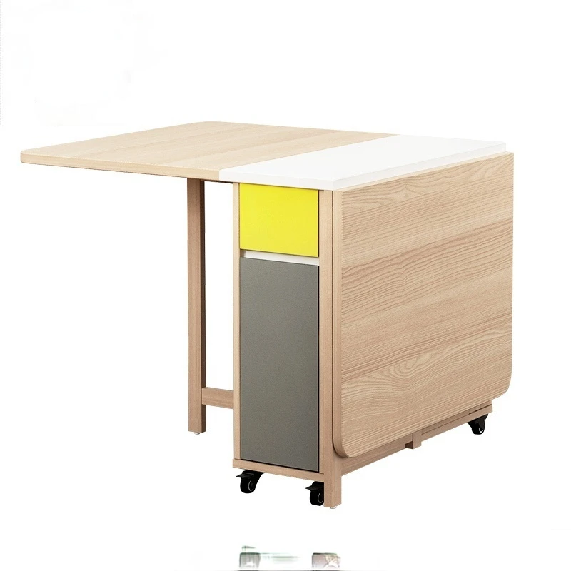 

Extendable wood folding dining room table chair set space saving furniture