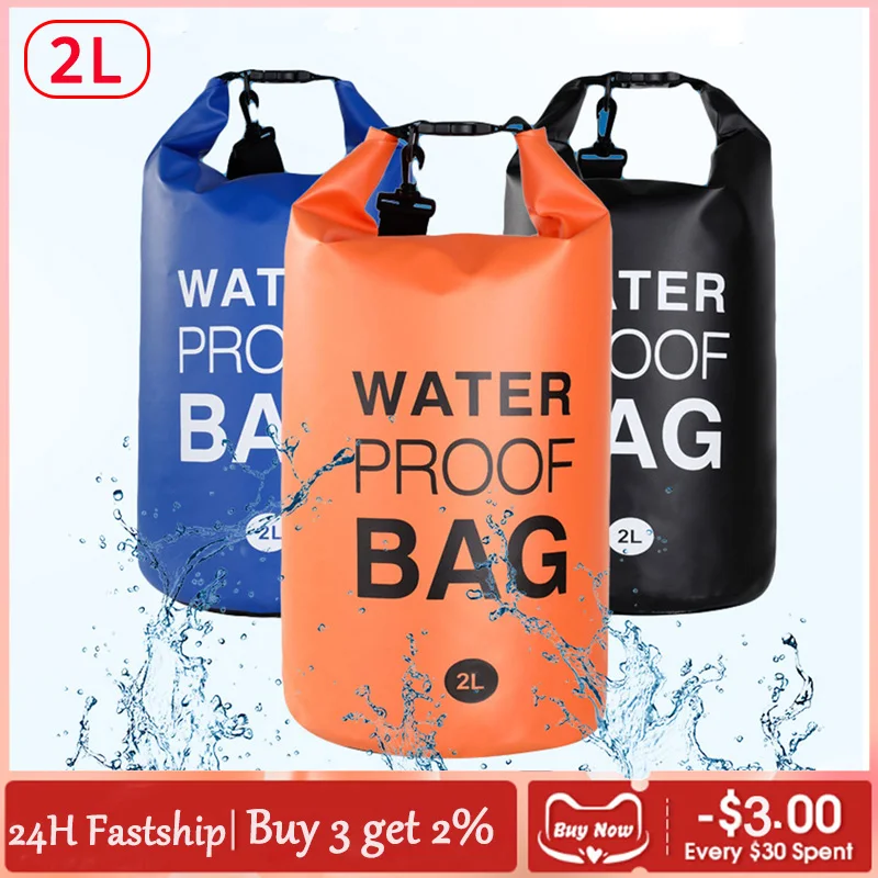 

2L Waterproof Swimming Bag Dry Sack Fishing Boating Kayaking Storage Drifting Rafting Bag Waterproof Rafting Kayaking Sport Bag