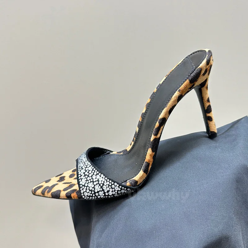 

Summer 2024 New Style Female Slippers Peep Toe Rhinestone Decor High Heeled Women Shoes Advanced Sense Full Of Slippers