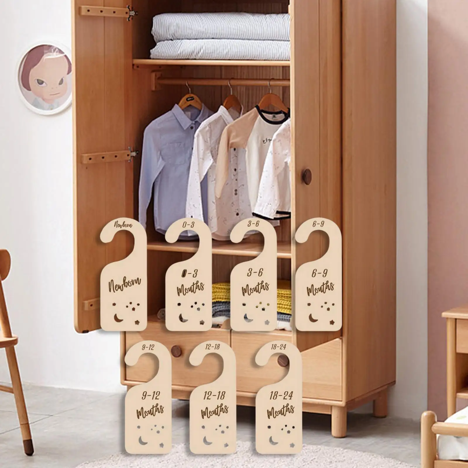 Organizador de ropa de bebé Adorable, 7 piezas, organizador de armario de  guardería, divisores de armario de madera para habitación, armario de uso  diario - AliExpress