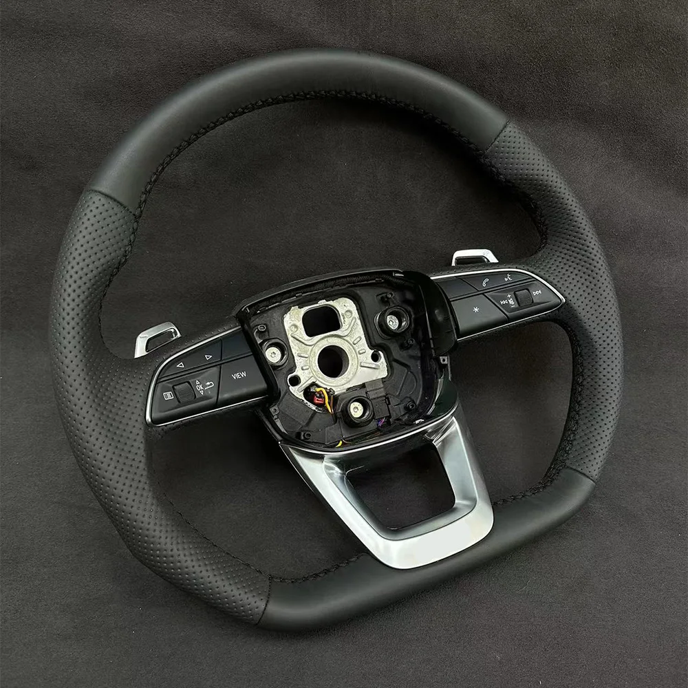 Leather Heated Flat Bottom Steering Wheel Sports For Audi Q5 Q7 Q8 SQ5 RSQ5  2017-2022 Sport Flat Bottom Heated Steering Wheel - AliExpress