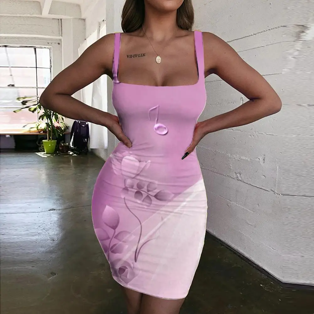 

SOMEPET Butterfly Dresses Women Flower Bodycon Dress Funny Sundress Music Halter Sleeveless Note Ladies Dresses Womens Clothing