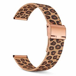 Elegant Milanese Stainless Steel Watchband - Silver & Gold Adjustable Strap - 22mm (Leopard)