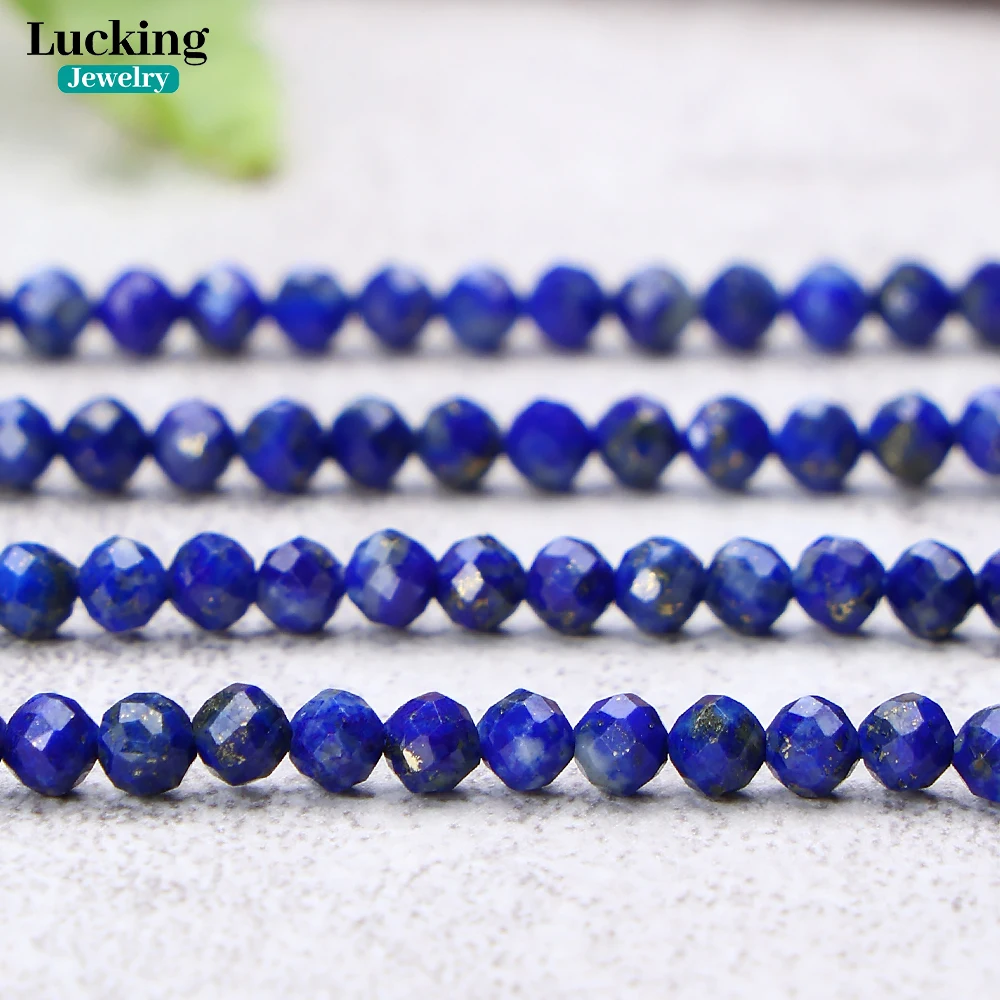 100% Natural Lapis Lazuli 2mm/3mm Faceted Loose Beads For Jewelry Making Bracelet Necklace Accessories 15'' 5
