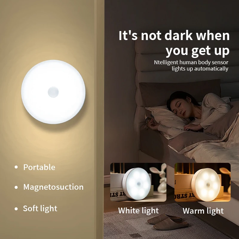 LED Night Light 3PCS LED Motion Sensor Light Night Light USB Rechargeable Night Lamp Kitchen Cabinet Wardrobe Lamp Staircase Closet