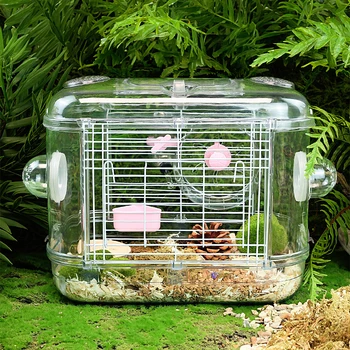 Tieker portable transparent hamster cage castle cage single and double-story villa gold wire cage small animal house