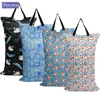 40*70cm Large Hanging Wet Dry Pail Bag Two Zippered Waterproof Wet Clothing Bag Laundry Diaper Nappy Bags Prints Portable Pouch 1