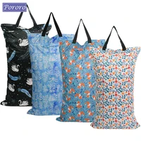 40*70cm Large Hanging Wet Dry Pail Bag Two Zippered Waterproof Wet Clothing Bag Laundry Diaper Nappy Bags Prints Portable Pouch 1