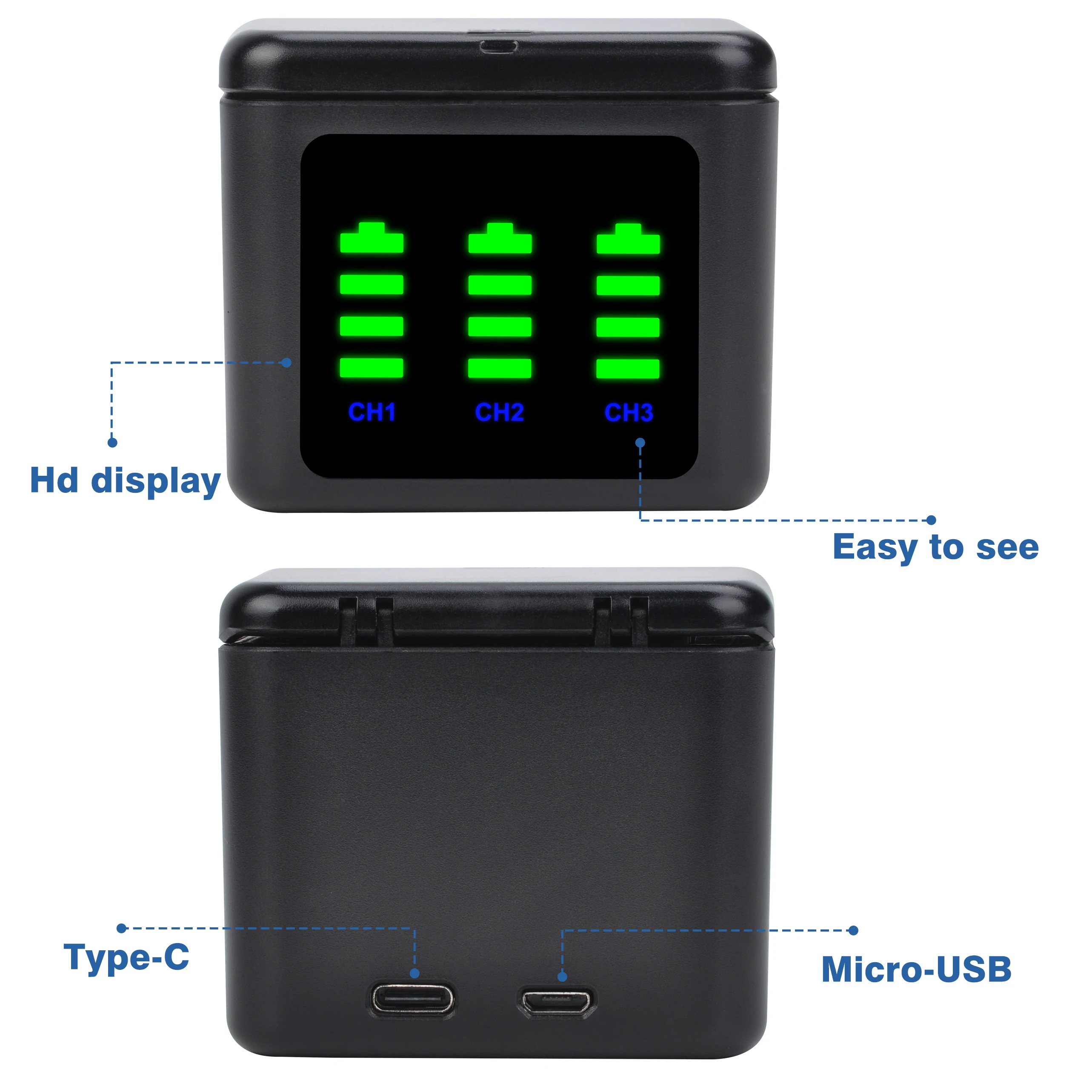Batteria DuraPro 1800mAh per caricabatterie GoPro hero 10 + LED a 3 slot  con porta di tipo C per fotocamere sportive GoPro Hero 9 Go Pro 10 hero 11  _ - AliExpress Mobile