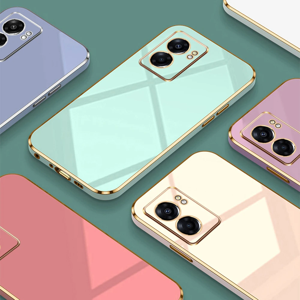 Luxury Shockproof Silicone Back Cover with Square Plating