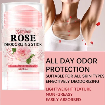 JUINHOU Rose Deodorant Stick/Antiperspirant Light Rose Scent Moisturizing and Hydrating Easy to Carry Suitable for Everyone 1