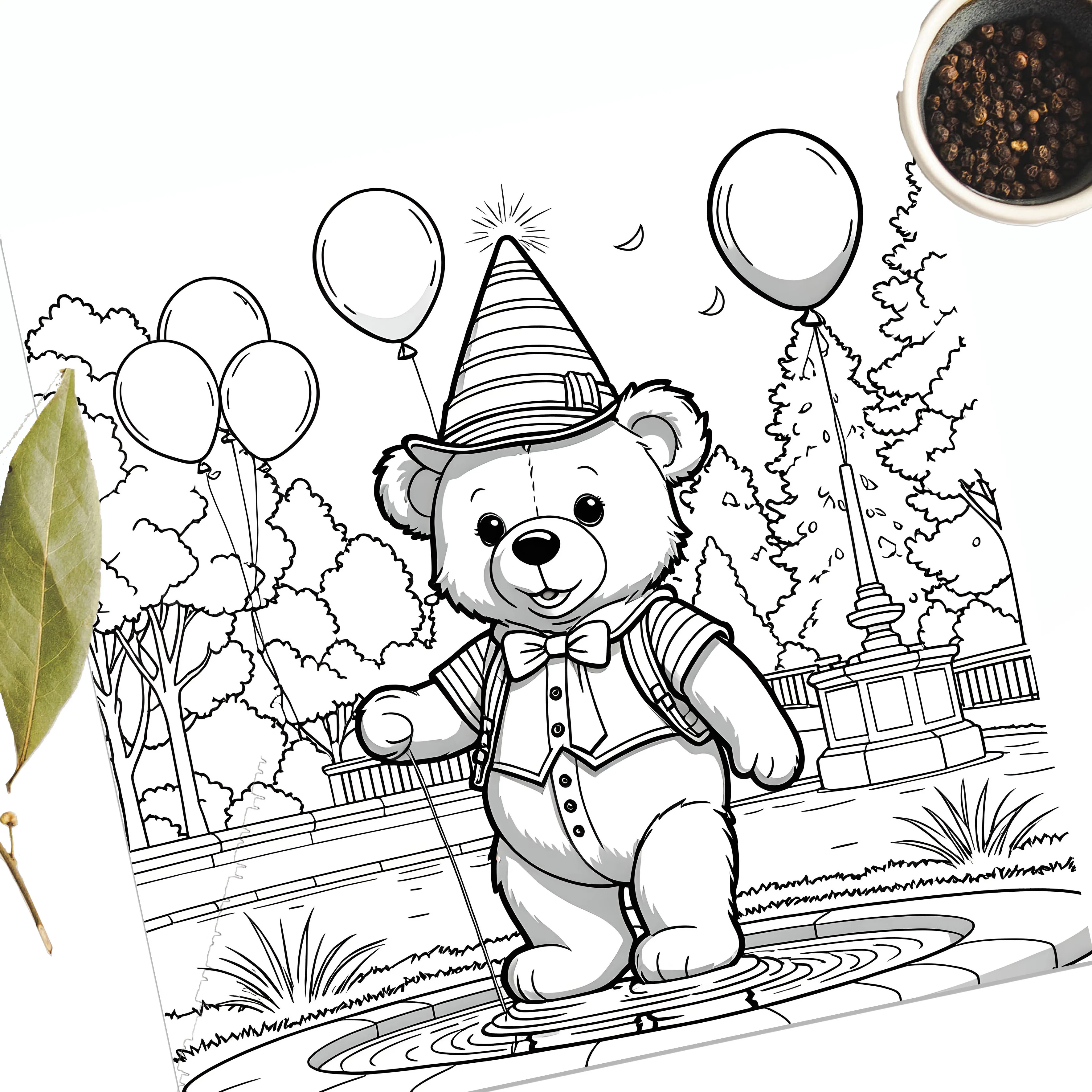 Cute Teddy Bear Color Book 26 Pages Cartoon Bear Coloring Book Relaxing Creative Artistic Coloring Journey for Teens and Adult 6