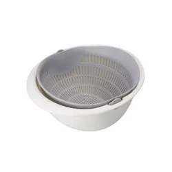 Dual-Layer Rotating Kitchen Basket with Draining Feature (G595D grey)