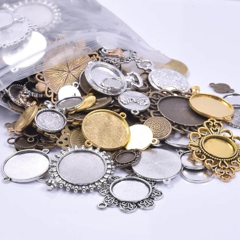 

Mix Antique Bronze Geometric Pendant Base DIY Necklace Earrings Bracelets Charm Pendants For Jewelry Making Supplies Accessories