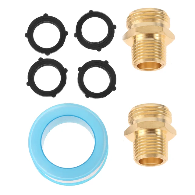 2Sets 3/4 "Ght Hím - 1/2" Npt Szilárd Sárgaréz Kerti Tömlőszerelvények Adapter Nagy Teherbírású Csaptelep Vezető Csatlakozó