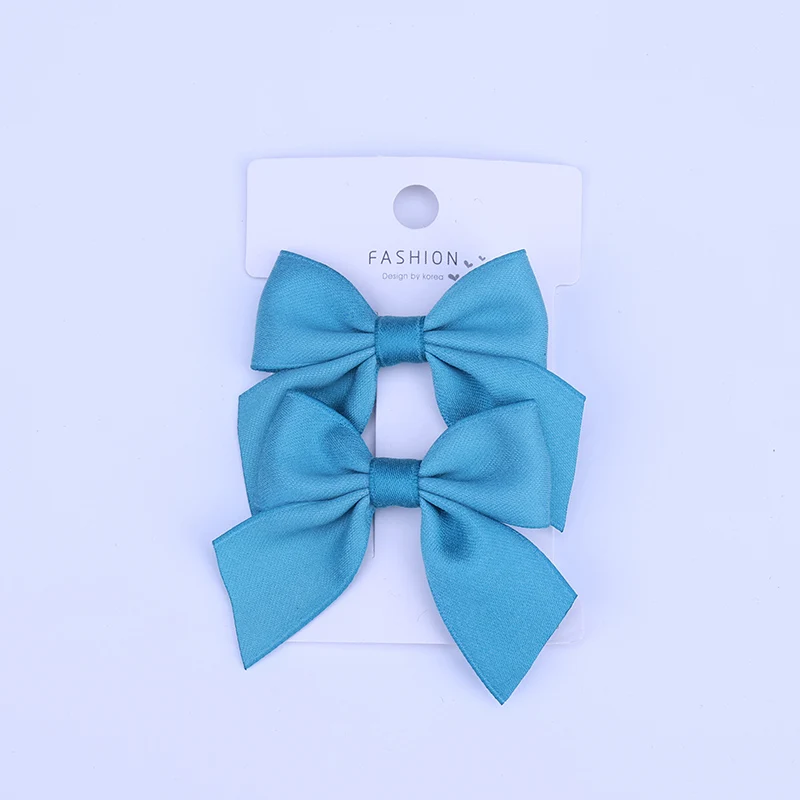 2 teile/satz neue süße feste Band Bowknot Haars pangen für Baby Mädchen handgemachte Schleifen Haarnadel Haars pangen Kopf bedeckung Kinder Haarschmuck – Detail 8