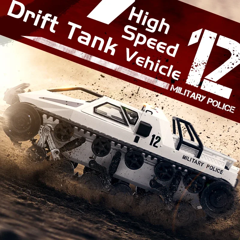 EBOYU 1203 RC Tank Car 1:12 Scale 2.4GHz Remote Control Rechargeable Drift Tank 360° Rotating Vehicle Gifts for Kids 6