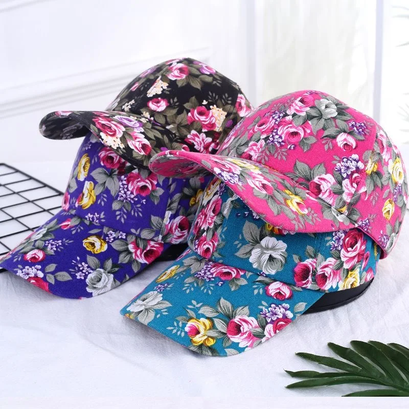 Mode frauen Sommer Kappe Floral Print Trucker Hut Outdoor Streetwear Kappe Weibliche Baseball Kappe Mit Blumen Und Pflanzen Design – Detail 3