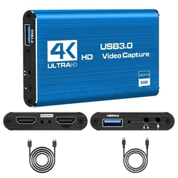 Ultra HD Video Capture Card - 1080P 60fps Video Recorder (Blue)