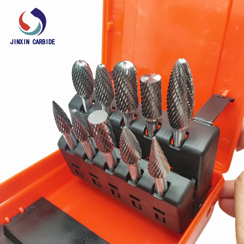 Manufacturer Porting Tools 6mm 10pcs Double Cut Solid Tungsten Carbide Burr Cutter Fiber Dental Carbide rotary file large tool bag