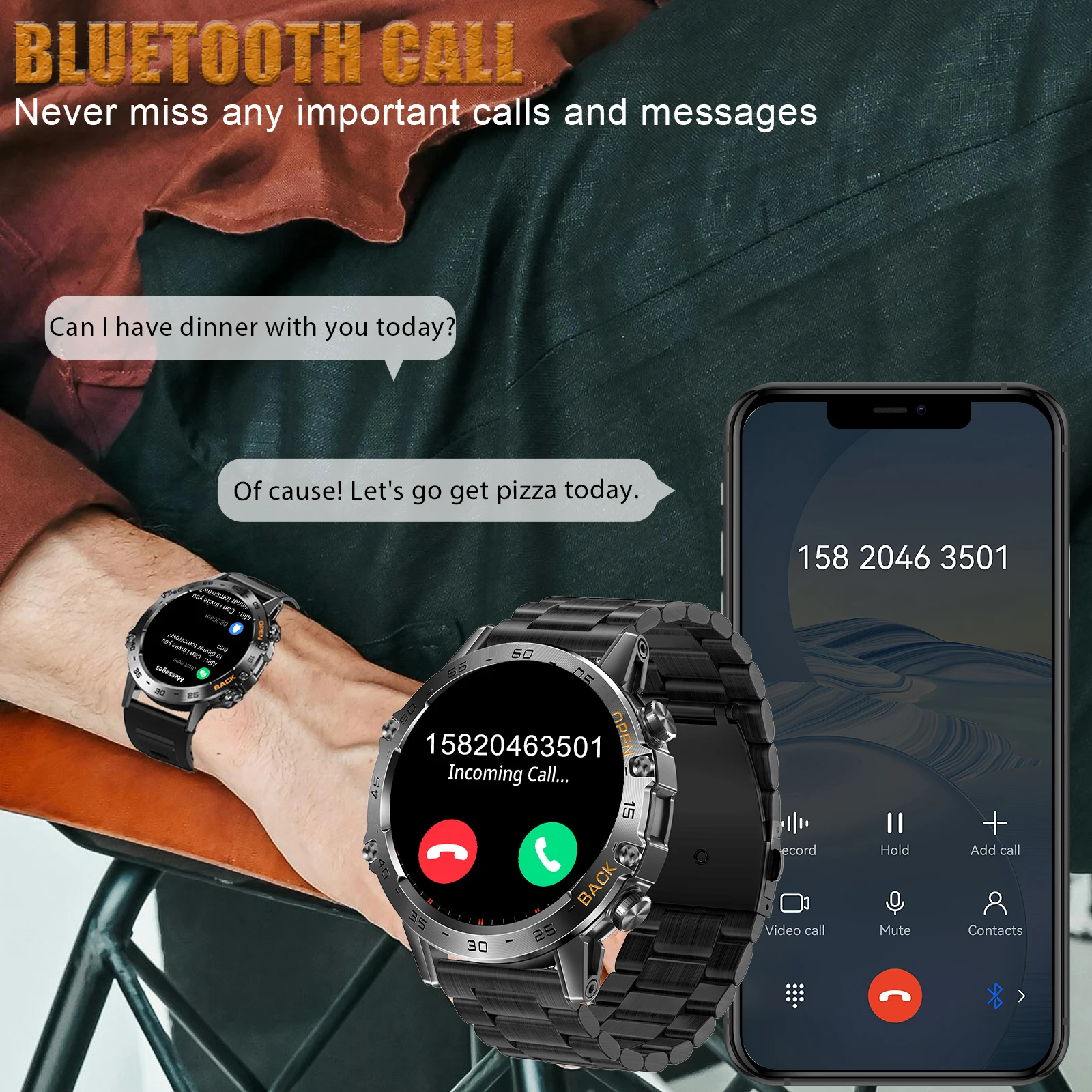 LaNikar New Smart Watch Men 1.39'' Full Touch Bracelet Fitness Tracker Bluetooth Call Heart Rate Smart Clock Men Smartwatch K52 - Image 2