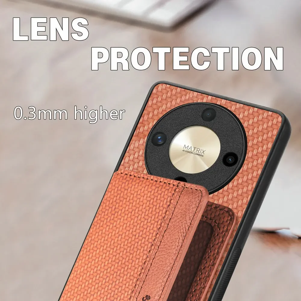 Leather Card Case with Anti-theft Magnetic Back Panel – Wallet Cover
