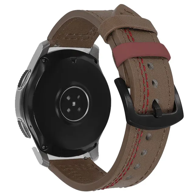 20Leather band for Samsung Galaxy watch 4/classic/Active 2 46mm/42mm/40mm/44mm for bracelet Amazfit GTS 2/3/mini 20mm 22mm strap 15 coffee red line