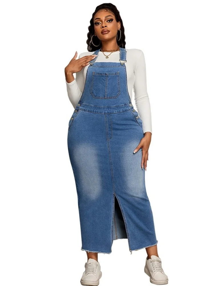 Wmstar Plus Size Denim Dress A New Casual Versatile Denim Strappy Dresses for Slimming Summer Woman 2025 Elegant Luxury Skirts