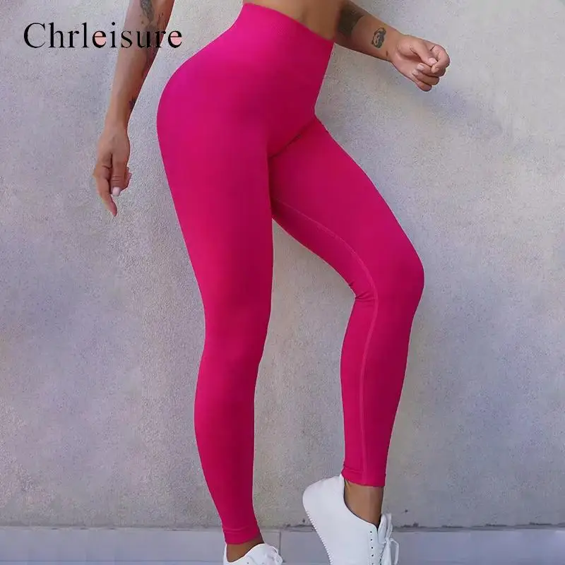 

CHRLEISURE Peach Buttocks Sports Leggings for Women Raises Butt Fitness Leggings Women Seamless Gym Legging Women Tights Abdomen