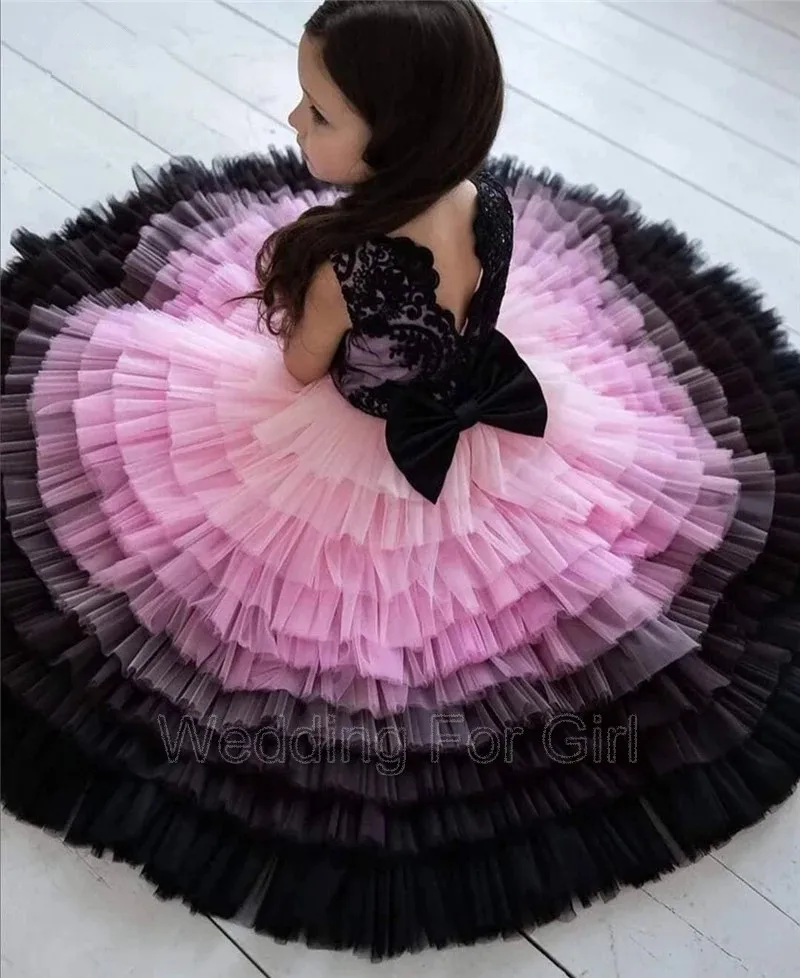 

Gorgeous Flower Girl Dress Tiered Colorful Girl Dresses for Birthday Party Holy Communion Gowns