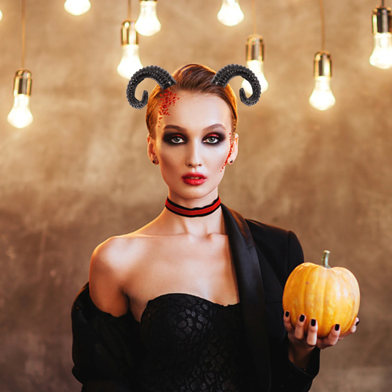 

Artificial Croissant Cosplay Horns Decor Halloween Animals Hair Accessory Hairbands Plastic Paint Gold