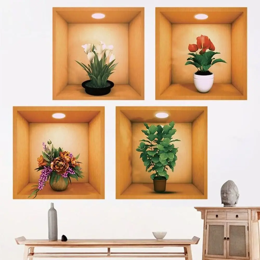 New Frosted 3D Wallpapers Autohesion Flower Plant Flower Decals Home Decoration Wall Stickers