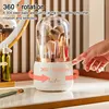 1PC Makeup Brush Storage Bucket Dustproof Hose Cover Partition Can Rotate The Pen Holder Transparent Box Desktop 2