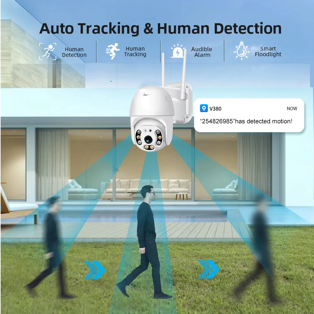 V380 Pro Security Camera 4K 8MP Ultra HD WIFI PTZ Dual Light Surveillance Camera Outdoor Wireless WIFI Smart Net Camera V380PRO
