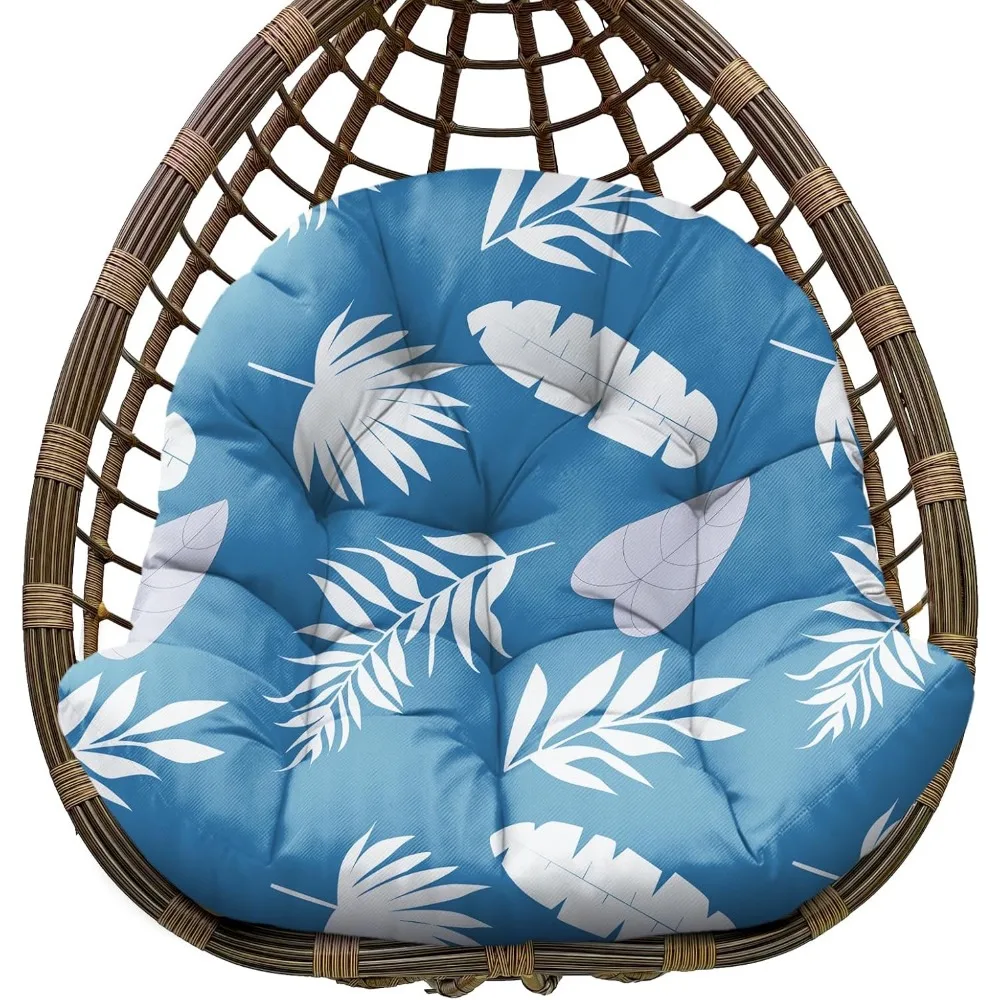 Waterproof Egg Chair Cushion Replacement Outdoor Hanging Egg Chair Cushion 47x35x7 Blue Leaf, Patio Swings 2