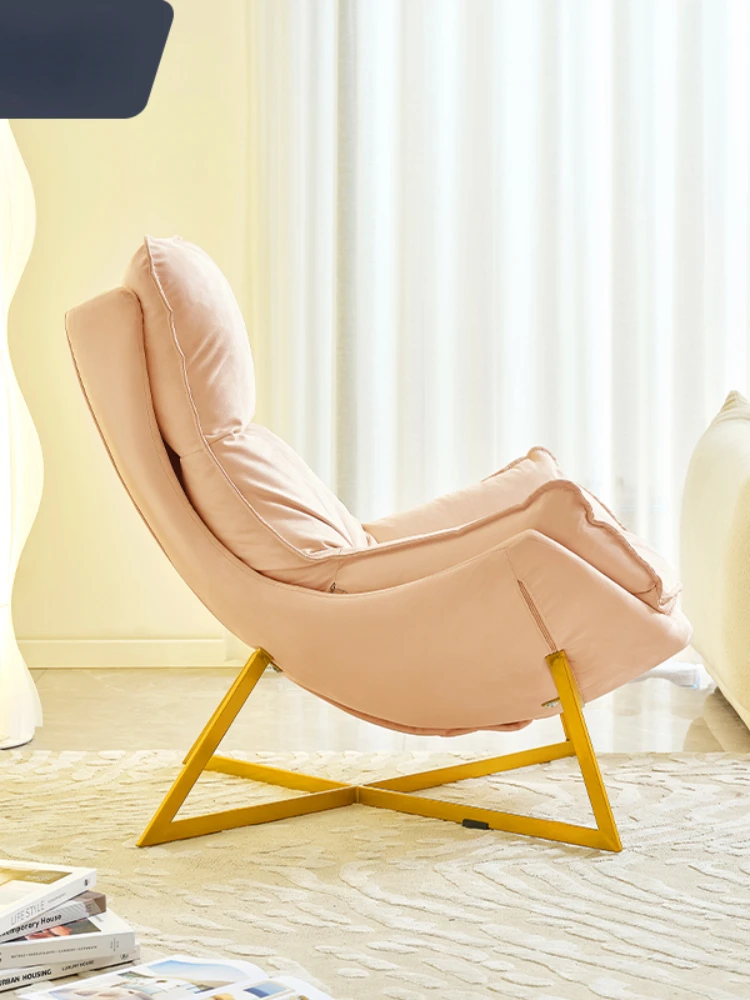 

Кресло для отдыха, кресло с откидной спинкой в кремовом стиле для балкона, Скандинавская искусственная кожа, роскошный диван для гостиной