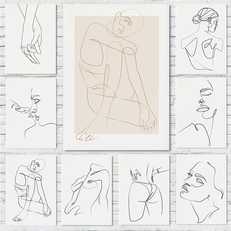 

Abstract Stick Sketch Line Characters women Posters Printing Decorative Canvas Painting Living Room Bedroom Wall Art Home Decor