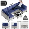 Modular Outdoor Sectional Wicker Patio Conversation Set w/ 2 Pillows, Coffee Table, Cover, Garden Sofas 4