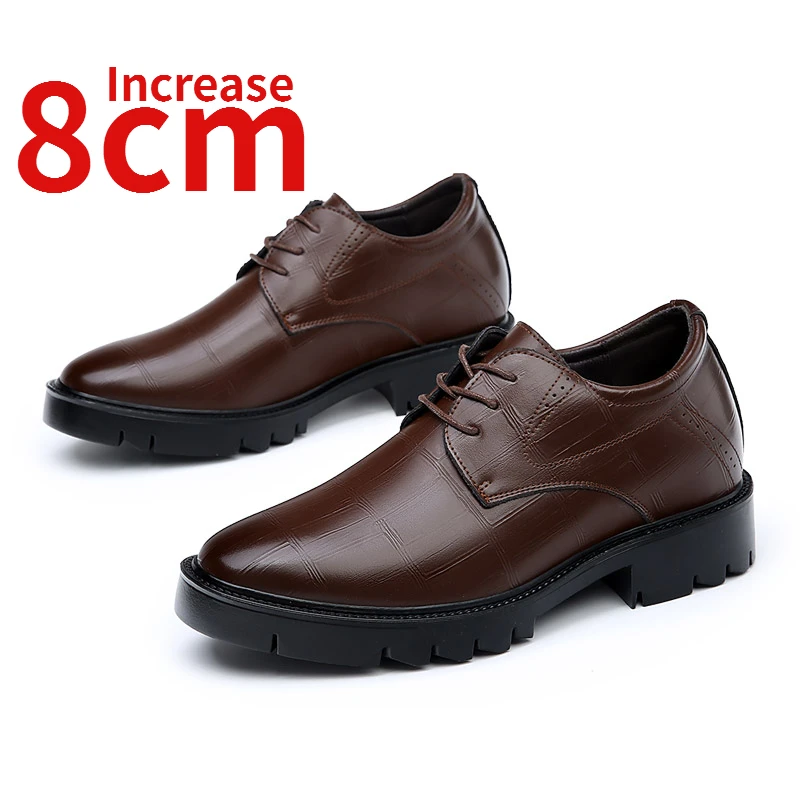

British Height Increasing Shoes Men's Dress Shoes Increase 6cm Soft Soles Comfortable Elevated Shoes Wedding Groom's Derby Shoes