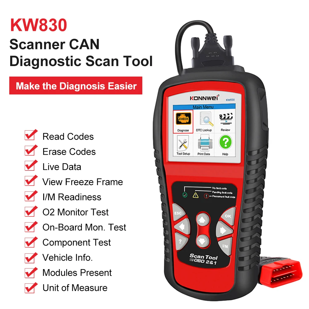 

KW830 OBD2 Scanner Full OBDII Automotive Professional Engine Code Reader OBD Auto Diagnose Car Diagnostics Tool Auto Accessories