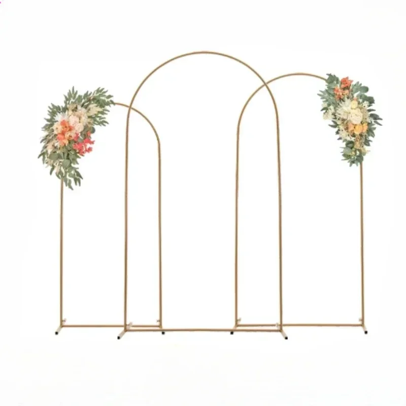 Hot Golden Arch Frame Wedding Party Decoration Backdrop Stands Arched Round Tube Bracket Balloon Kit Display Background