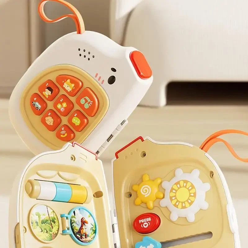 Montessori Busy Board Sensory Activities Toy Elephant Phone Baby Pretend Play Phone Music Simulate Switch Educational Travel Toy