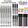 Creative Mechanical Pencil Set 0.3 0.5 0.7 0.9 1.3 2.0mm All Metal Automatic Pencil with Leads,Office School Writing Supplies 1
