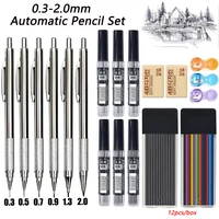 Creative Mechanical Pencil Set 0.3 0.5 0.7 0.9 1.3 2.0mm All Metal Automatic Pencil with Leads,Office School Writing Supplies 1