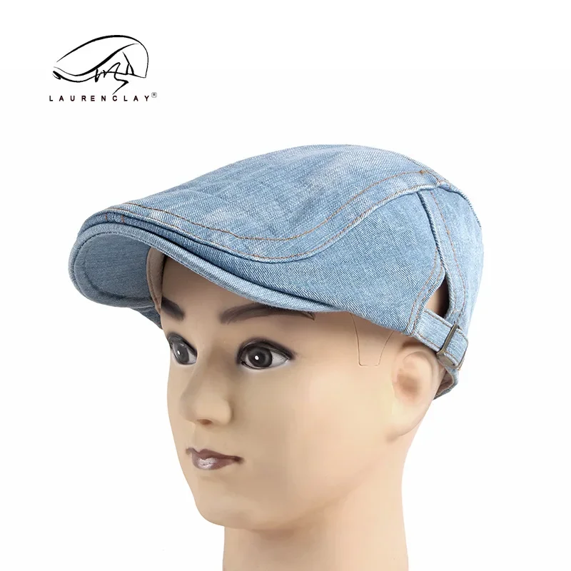 Beret Hat Denim Newsboy Hats Adjustable Ivy Flat Cap Beret Gatsby Cabbie Driving Hat for Men Women Youth Teenagers Vintage