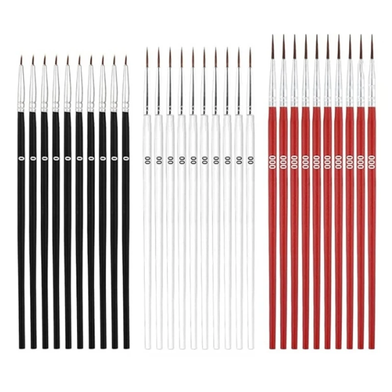 30x/Set Fine Paint Brushes with 3 Size #0 #00 #000 Tiny Detail Painting Brushes Small Liner Tip Paint Brush for Painting 3