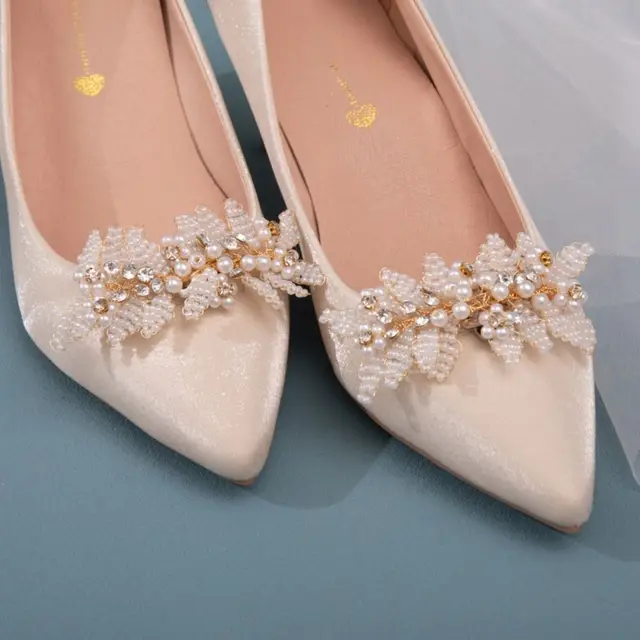 2 Spille Per Scarpe Con Fiocco E Strass Argento - Decorazioni Rimovibili Per Tacchi Alti, Scarpe Da Sposa E Feste - Foto 8