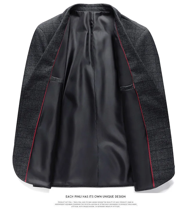 Blazer's neue Outdoor-Herrenmode, sportlicher und schlankmachender vielseitiger karierter Hochzeits-Blazer im britischen Business-Gentleman-Blazer – Detail 11