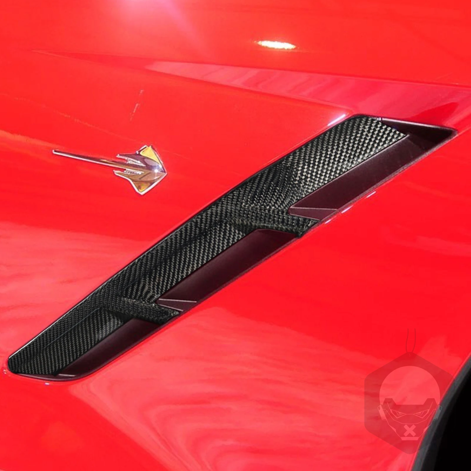 For Chevrolet Corvette 2014-2019 Bumper Cover Trim 2Pcs Wet Carbon Fiber Automobile External Protection Refitted Parts